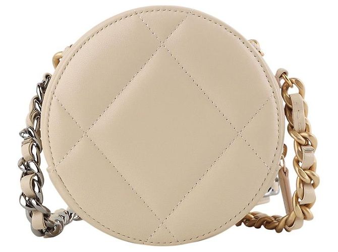Chanel 19 Chanel Mini borsa a tracolla rotonda in agnello Marrone - vista 3