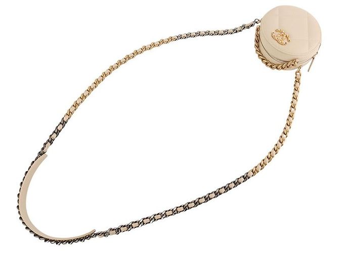 Chanel 19 Chanel Mini borsa a tracolla rotonda in agnello Marrone - vista 4