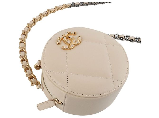 Chanel 19 Chanel Mini borsa a tracolla rotonda in agnello Marrone - vista 5