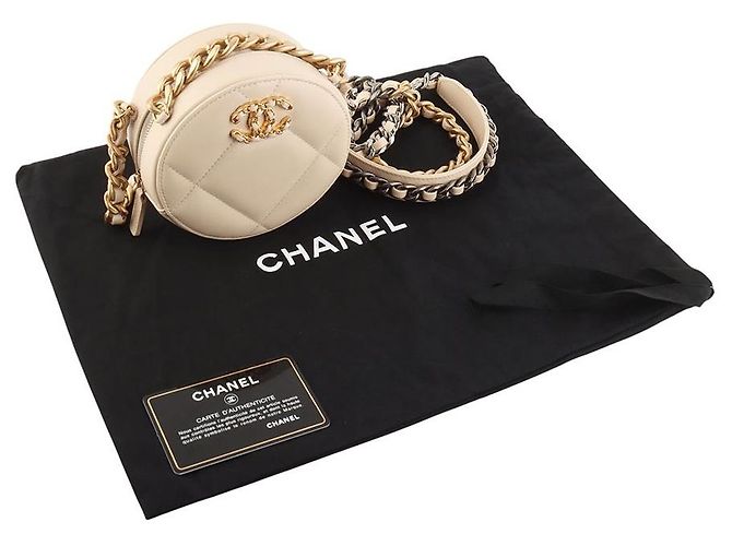 Chanel 19 Chanel Mini borsa a tracolla rotonda in agnello Marrone - vista 8