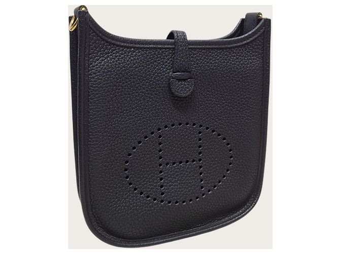 Hermès Black Noire Gold Tone Evelyn Stamp Nero - vista 4