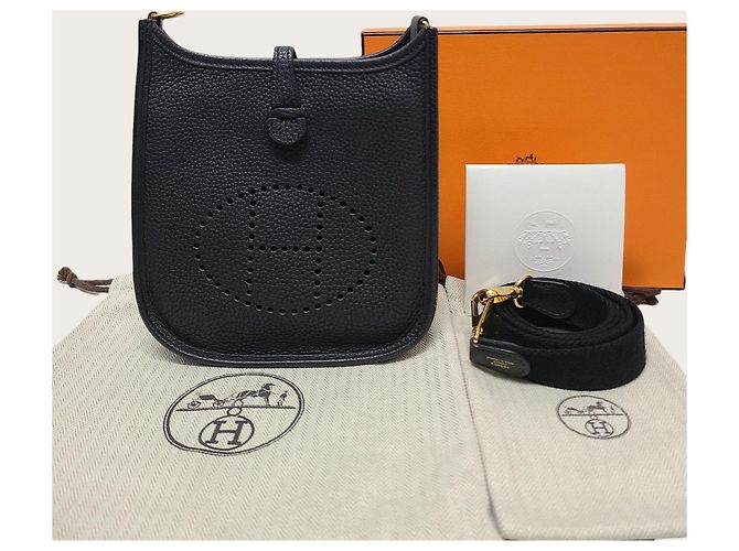 Hermès Black Noire Gold Tone Evelyn Stamp Nero - vista 8