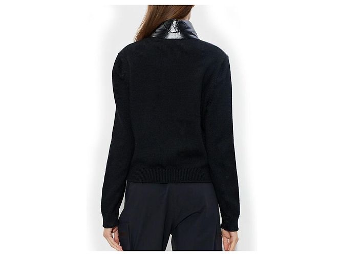 Moncler Gesteppter Wollstrickjacke mit Reißverschluss für Damen Schwarz - Ansicht 3