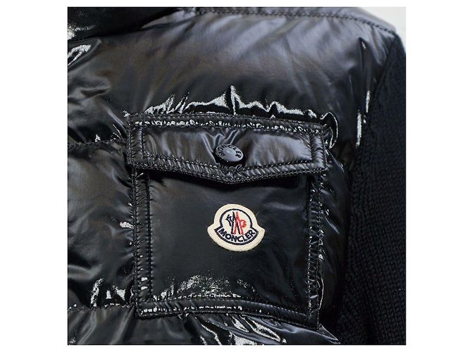 Moncler Gesteppter Wollstrickjacke mit Reißverschluss für Damen Schwarz - Ansicht 4