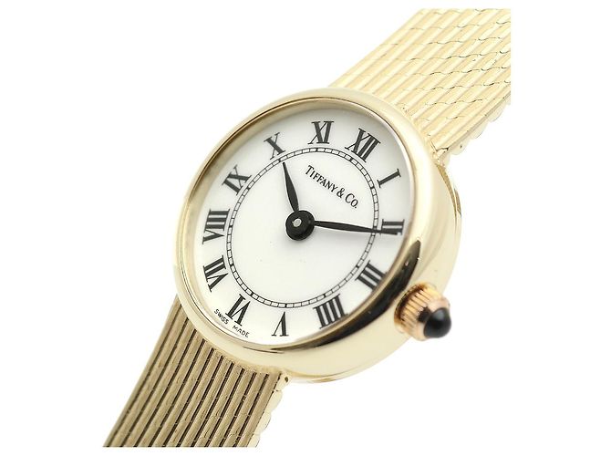 Tiffany & Co Vintage Mini Damenuhr in Gold Weiß - Ansicht 11