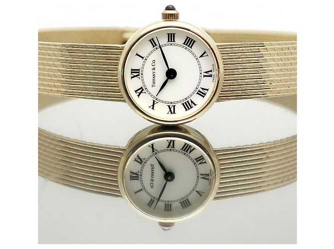 Tiffany & Co Vintage Mini Damenuhr in Gold Weiß - Ansicht 2