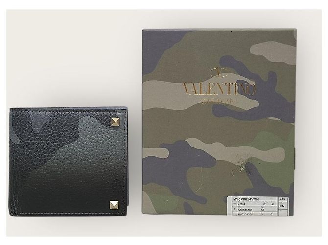 Valentino Grey Camo Rockstud Leather Wallet - view 6