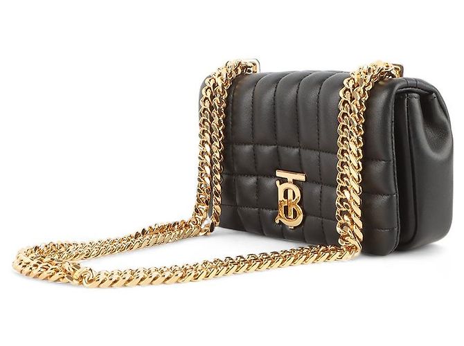 Burberry Mini sac bandoulière TB Lola en cuir matelassé noir avec chaîne - vue 2