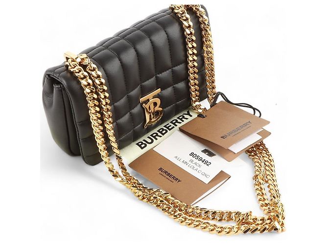 Burberry Mini sac bandoulière TB Lola en cuir matelassé noir avec chaîne - vue 8