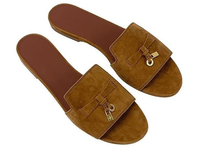 Loro Piana Sandali in scamosciato Summer Charm Marrone - vista 3