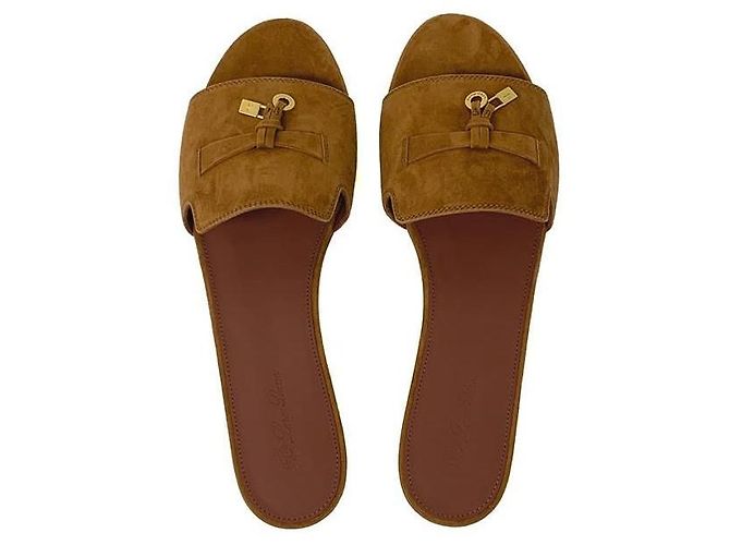 Loro Piana Sandali in scamosciato Summer Charm Marrone - vista 4