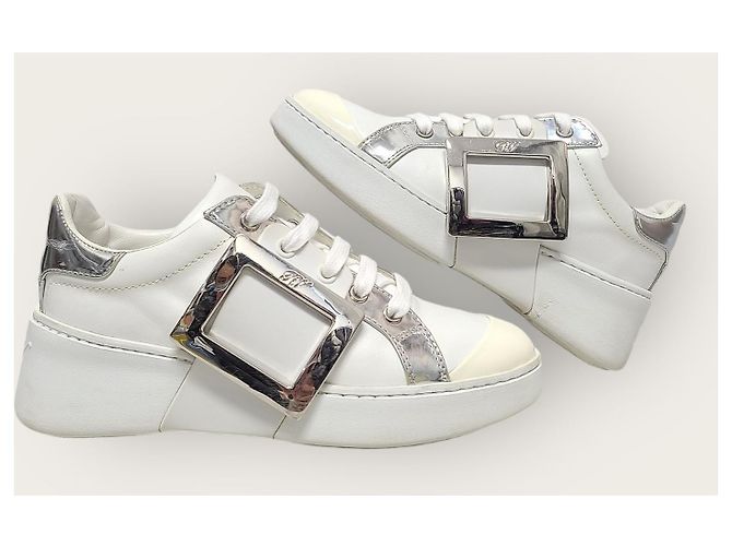 Roger Vivier Sneakers White Viv' Skate Metal Buckle Bianco - vista 5