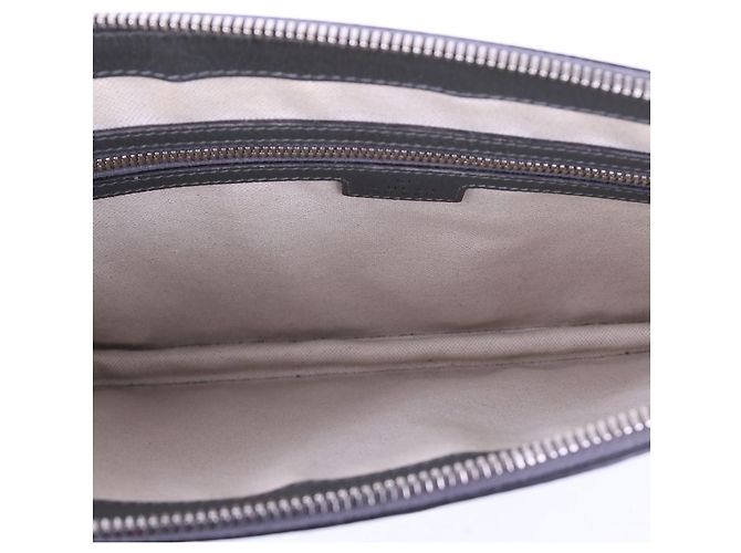 Gucci Pochette Portfolio en Toile GG Gris Marron - vue 10