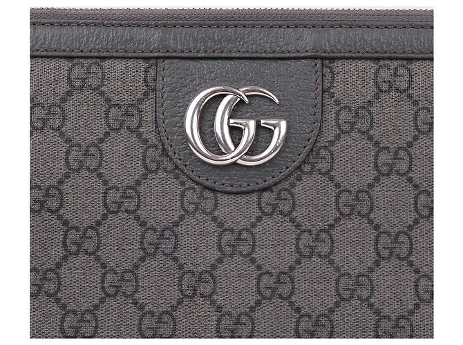 Gucci Pochette Portfolio en Toile GG Gris Marron - vue 2