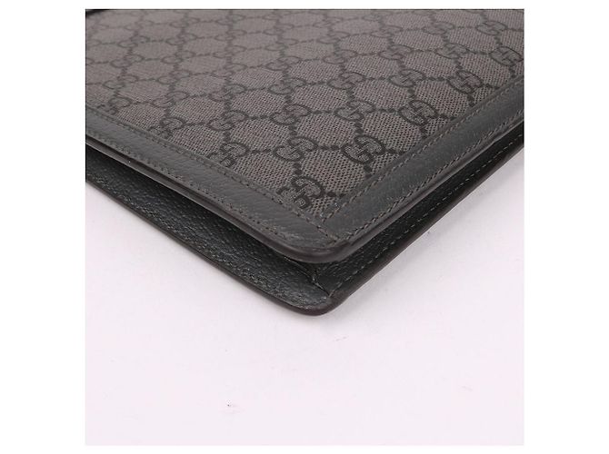 Gucci Pochette Portfolio en Toile GG Gris Marron - vue 8