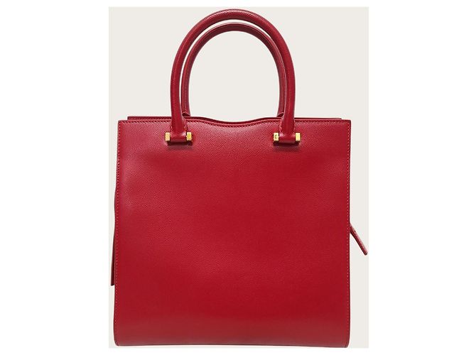 Saint Laurent Mini borsa tote Uptown monogramma rosso e oro - vista 5