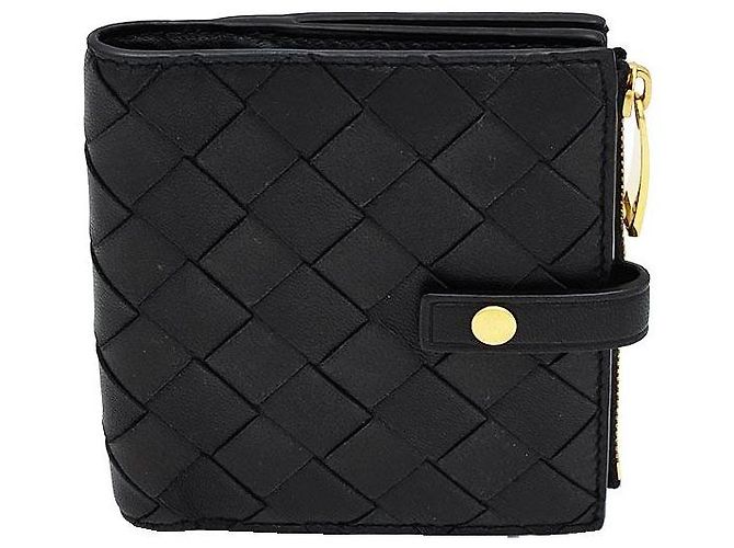 Bottega Veneta Black Intrecciato Zipper Folder Wallet - view 2