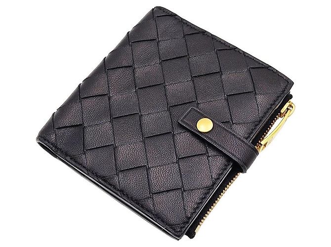 Bottega Veneta Black Intrecciato Zipper Folder Wallet - view 6