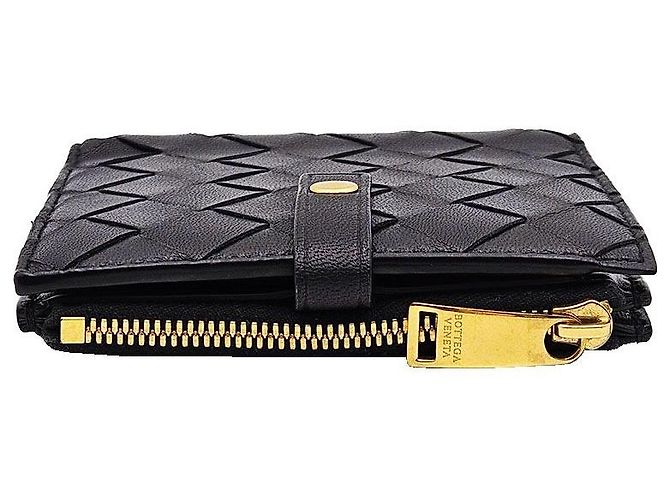 Bottega Veneta Black Intrecciato Zipper Folder Wallet - view 7
