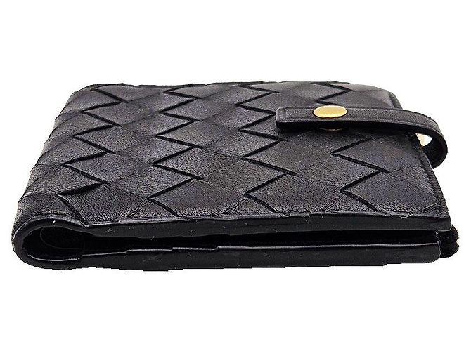 Bottega Veneta Black Intrecciato Zipper Folder Wallet - view 8