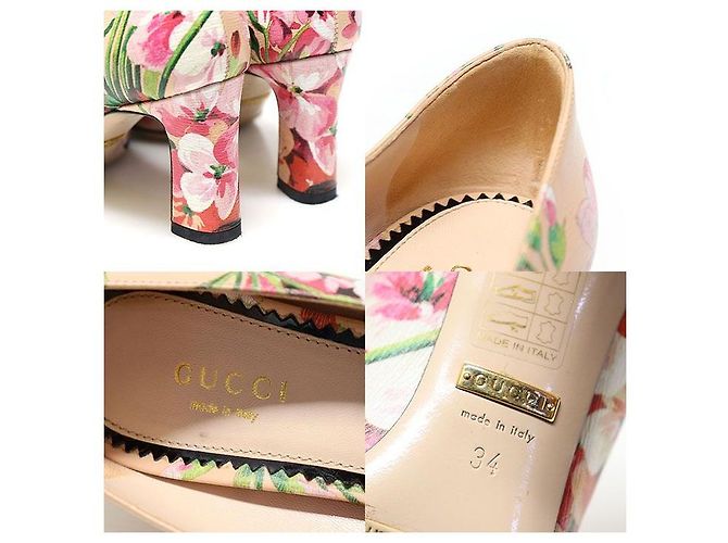Gucci Beige Leder Pumps mit Blumenmuster mit mittlerem Absatz Damenschuhe Braun - Ansicht 7