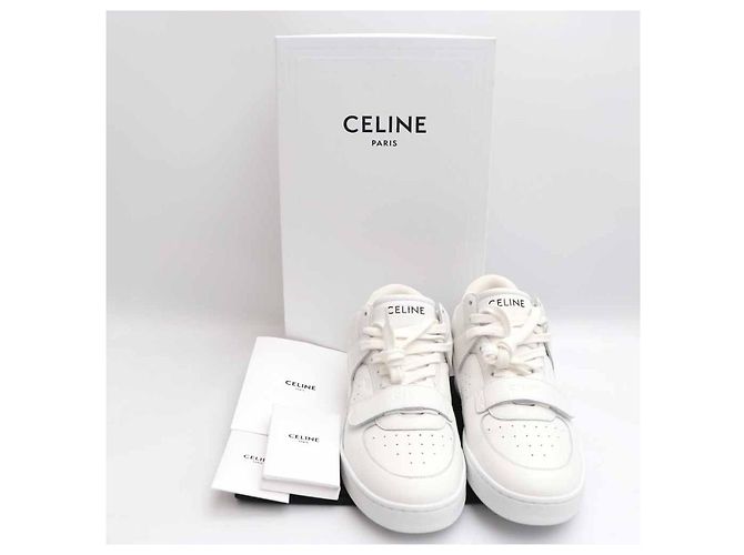 Céline Scratch Trainer Mid-Top Sneaker aus Kalbsleder Weiß - Ansicht 14