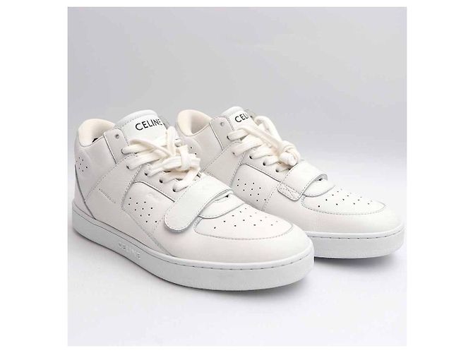 Céline Scratch Trainer Mid-Top Sneaker aus Kalbsleder Weiß - Ansicht 3