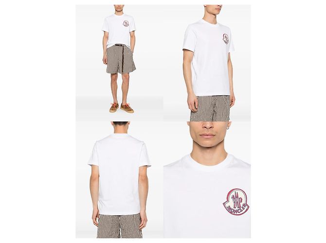 Moncler T-Shirt mit kurzen Ärmeln und besticktem Logo Weiß - Ansicht 3