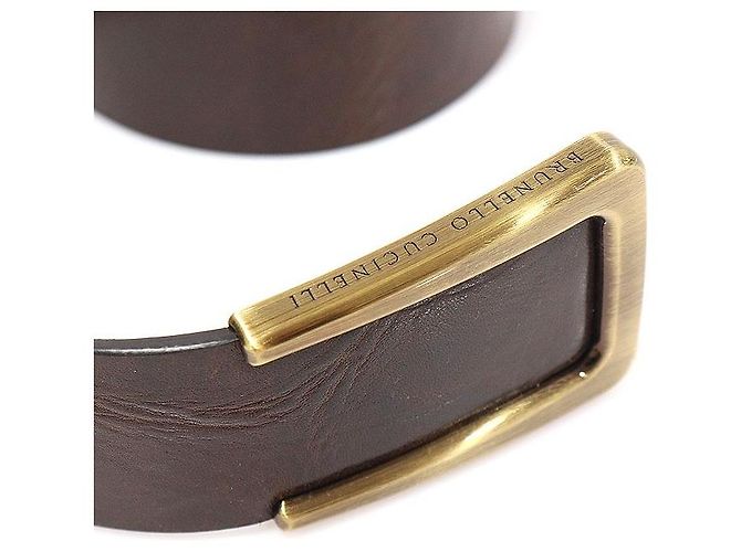 Brunello Cucinelli Cinturón de piel de becerro marrón para mujer con hebilla cepillada Castaño - vista 4