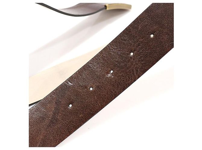 Brunello Cucinelli Cinturón de piel de becerro marrón para mujer con hebilla cepillada Castaño - vista 6