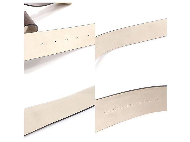 Brunello Cucinelli Cinturón de piel de becerro marrón para mujer con hebilla cepillada Castaño - vista 7