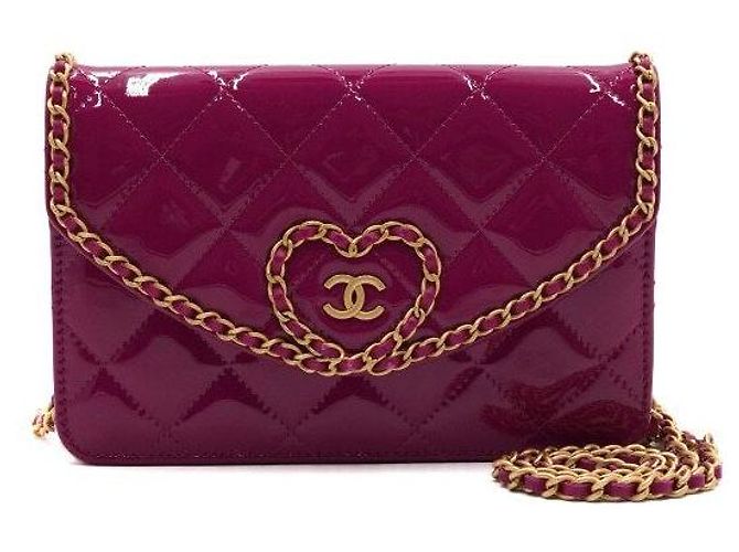 Wallet On Chain Chanel Borsa a Spalla e Borsa a Tracolla Heart Gold CC Chain Rosa - vista 2