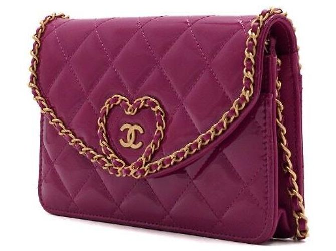 Wallet On Chain Chanel Borsa a Spalla e Borsa a Tracolla Heart Gold CC Chain Rosa - vista 3