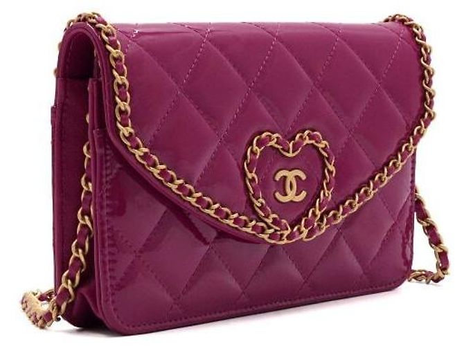 Wallet On Chain Chanel Borsa a Spalla e Borsa a Tracolla Heart Gold CC Chain Rosa - vista 4
