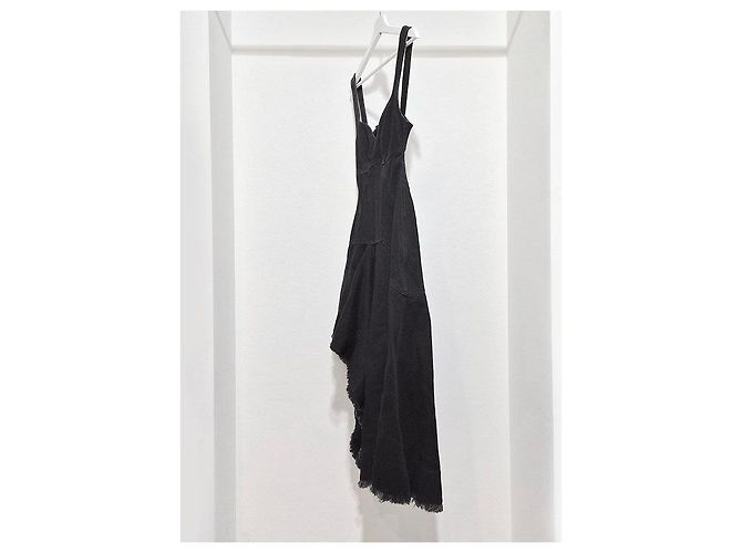 Alexander Mcqueen Asymmetrisches Denim-Midikleid Schwarz - Ansicht 2