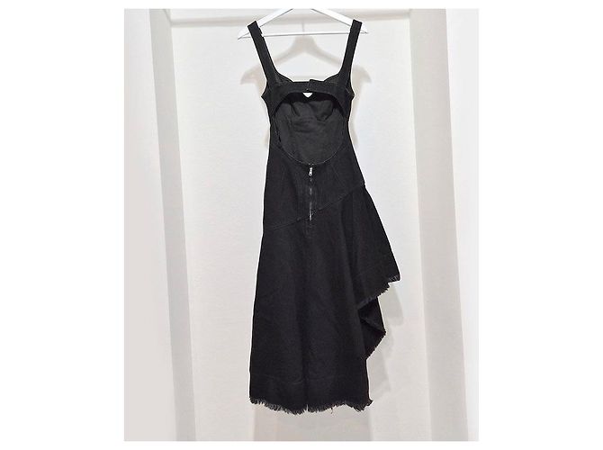 Alexander Mcqueen Asymmetrisches Denim-Midikleid Schwarz - Ansicht 3