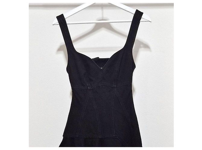 Alexander Mcqueen Asymmetrisches Denim-Midikleid Schwarz - Ansicht 4