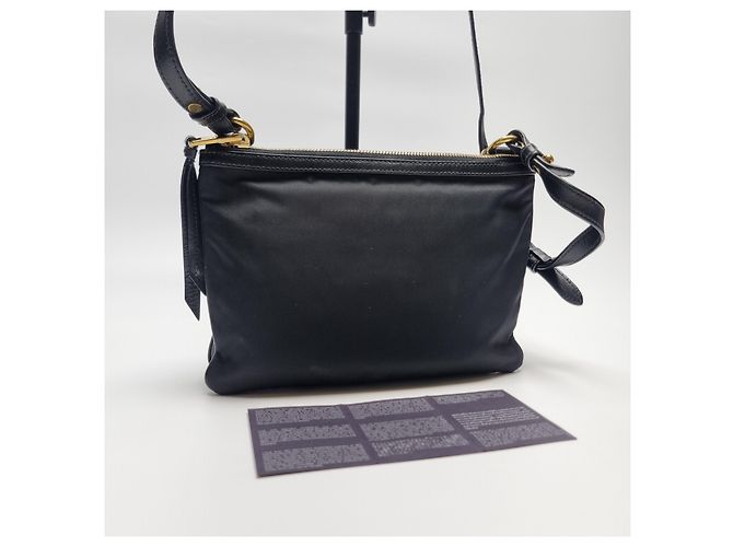 Double Prada Borsa a tracolla in nylon con doppia cerniera (Nuovo modello) Nero - vista 10