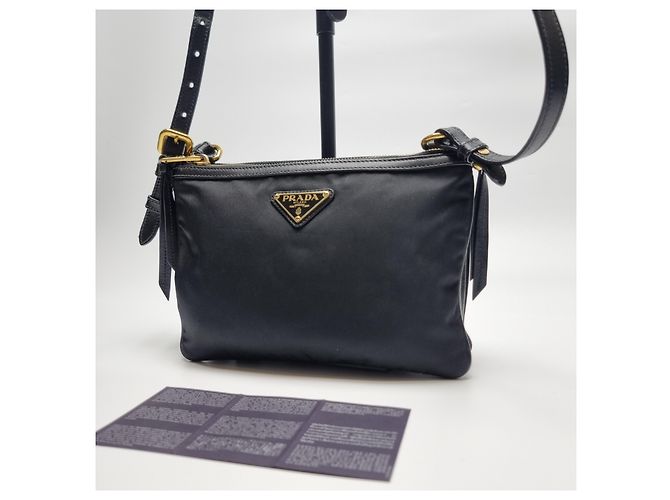 Double Prada Borsa a tracolla in nylon con doppia cerniera (Nuovo modello) Nero - vista 3