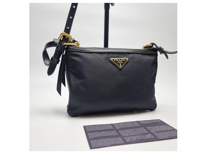 Double Prada Borsa a tracolla in nylon con doppia cerniera (Nuovo modello) Nero - vista 4