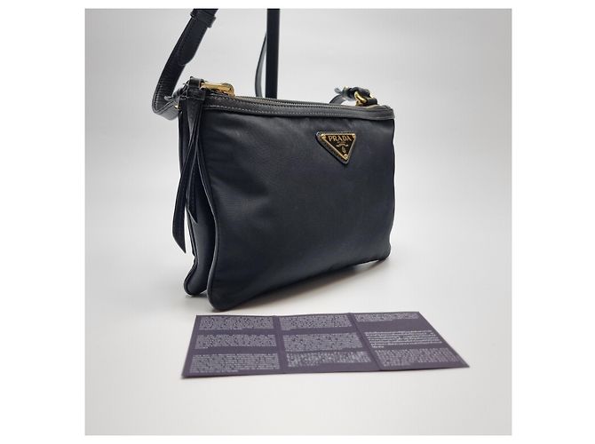 Double Prada Borsa a tracolla in nylon con doppia cerniera (Nuovo modello) Nero - vista 5
