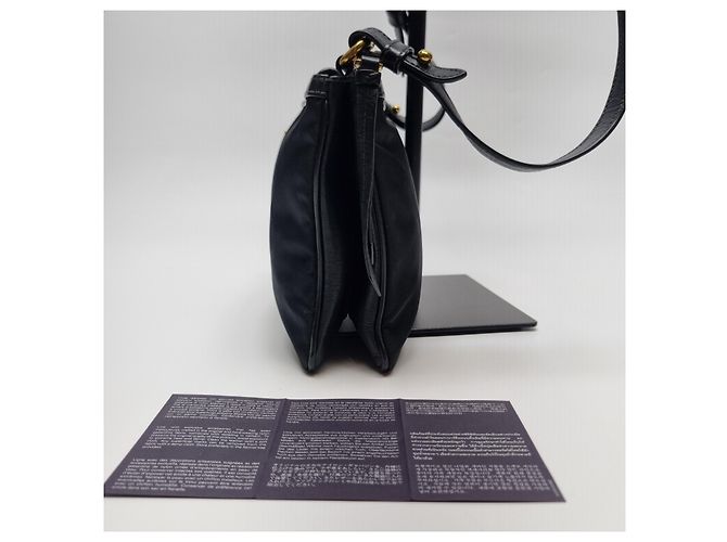 Double Prada Borsa a tracolla in nylon con doppia cerniera (Nuovo modello) Nero - vista 7