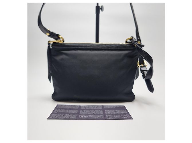 Double Prada Borsa a tracolla in nylon con doppia cerniera (Nuovo modello) Nero - vista 8
