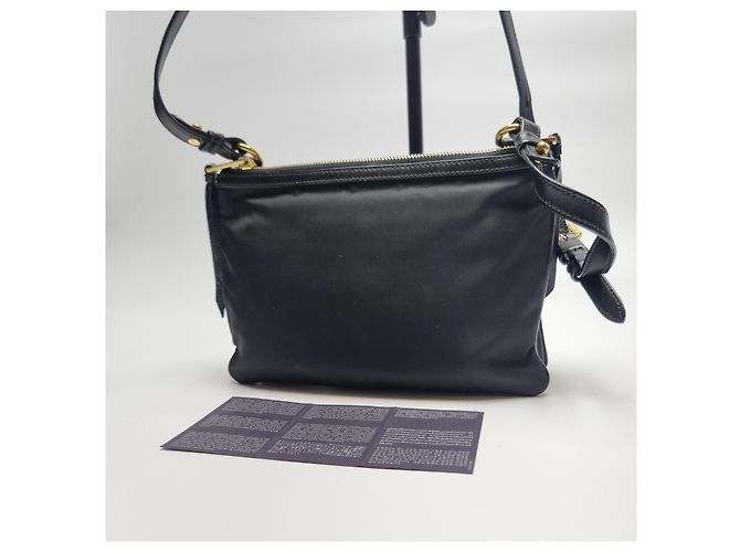 Double Prada Borsa a tracolla in nylon con doppia cerniera (Nuovo modello) Nero - vista 9