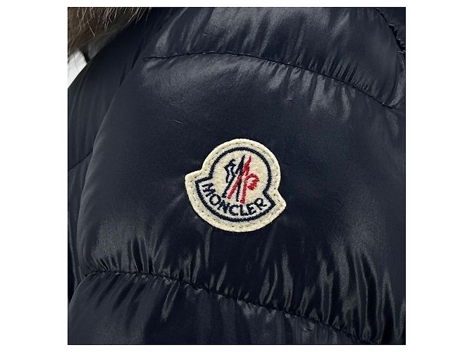 Moncler Apia Fox Fur Long Down Jacket Blue - view 7