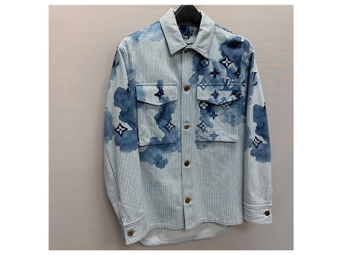 Louis Vuitton Giacca camicia in denim acquerello Multicolore - vista 3