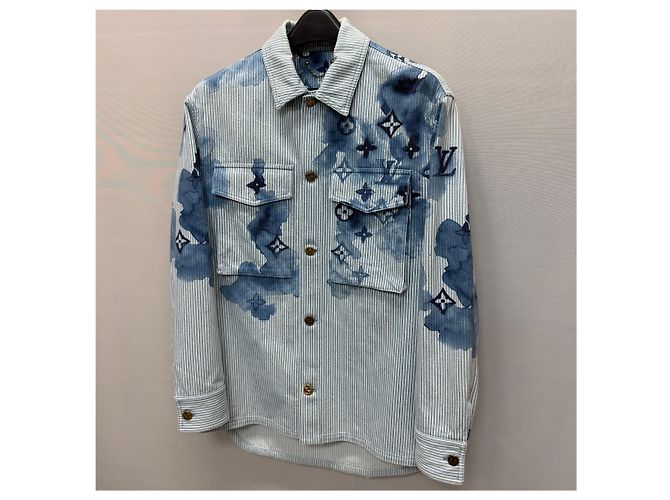 Louis Vuitton Giacca camicia in denim acquerello Multicolore - vista 4