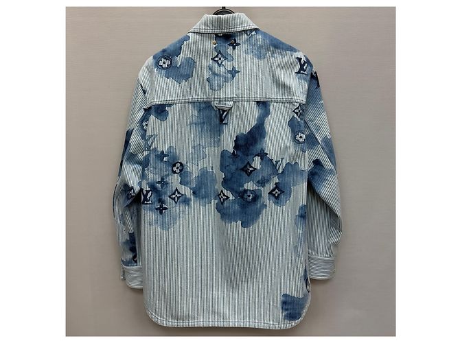 Louis Vuitton Giacca camicia in denim acquerello Multicolore - vista 5