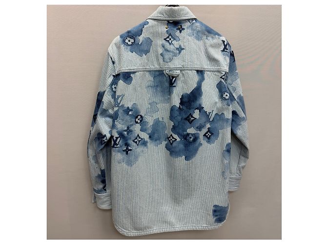 Louis Vuitton Giacca camicia in denim acquerello Multicolore - vista 7