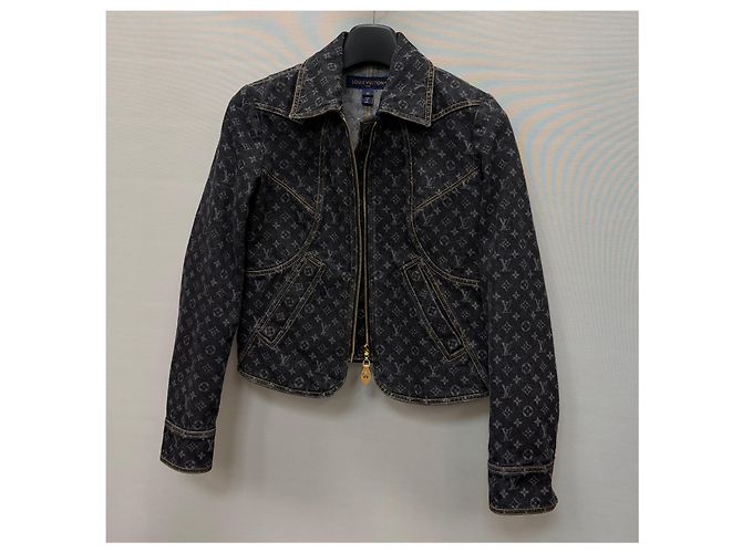 Louis Vuitton Giacca in denim con zip Nero - vista 4